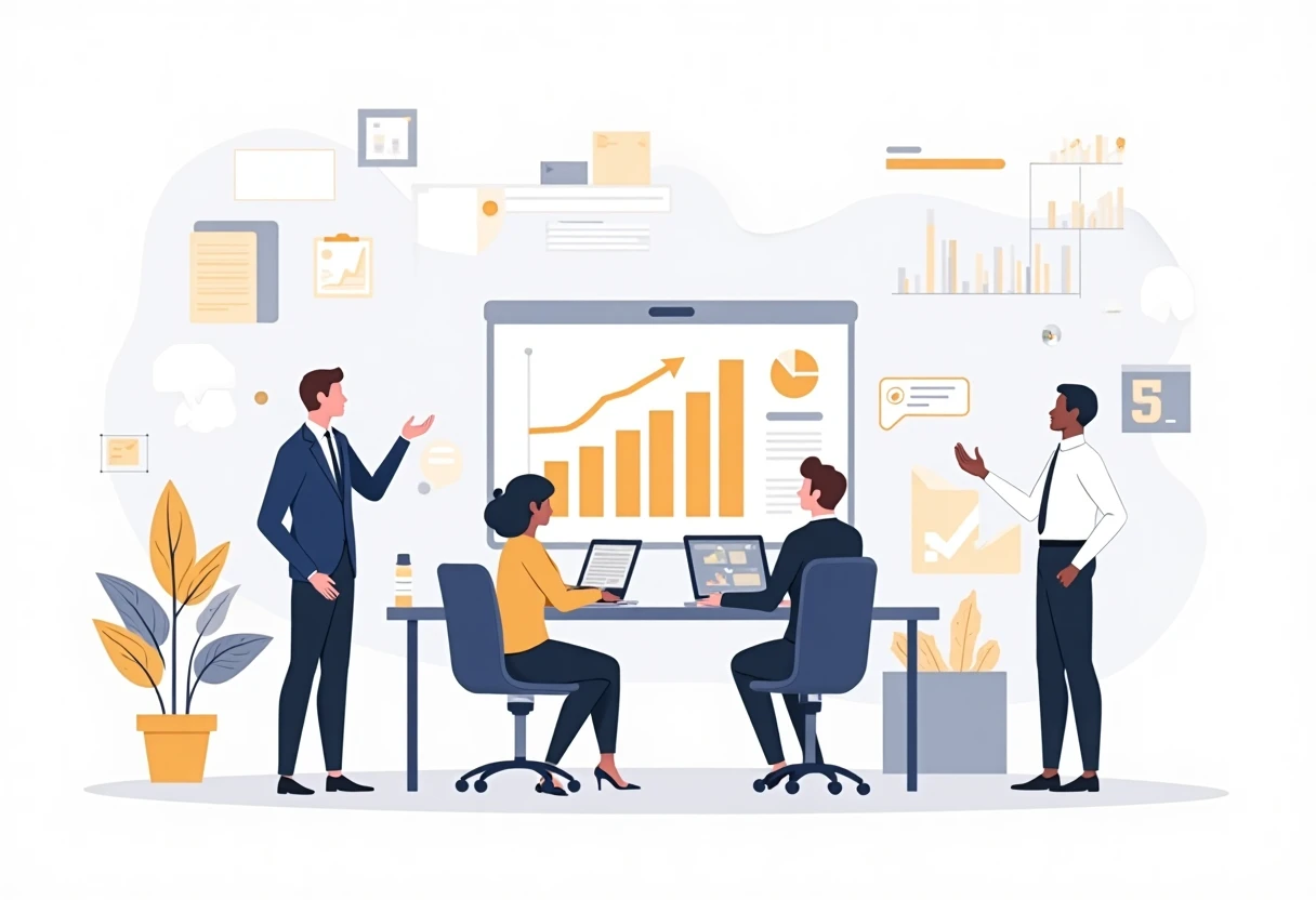 Finance team reviewing data